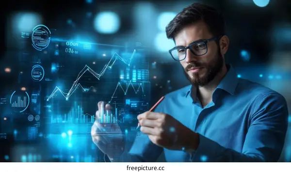 Businessman Analyzing Data Visualization