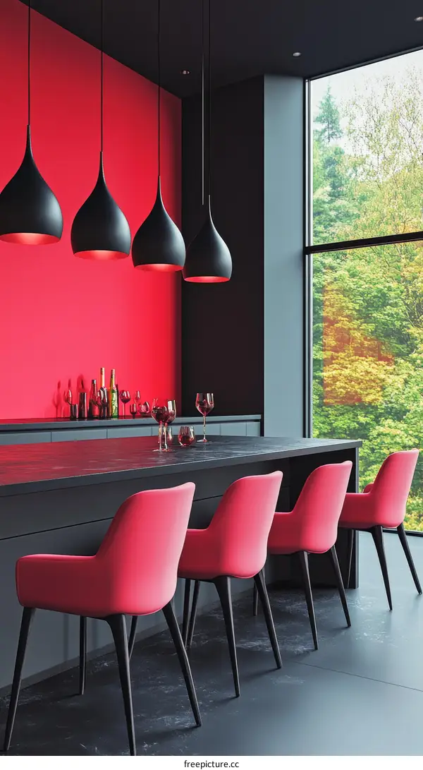 Modern Red and Black Kitchen Bar