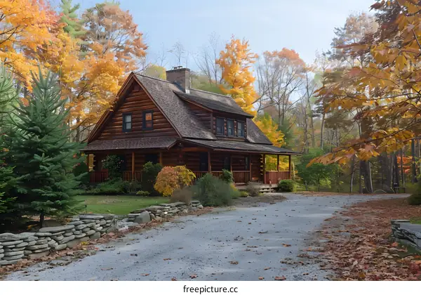 Log Cabin in Autumn
