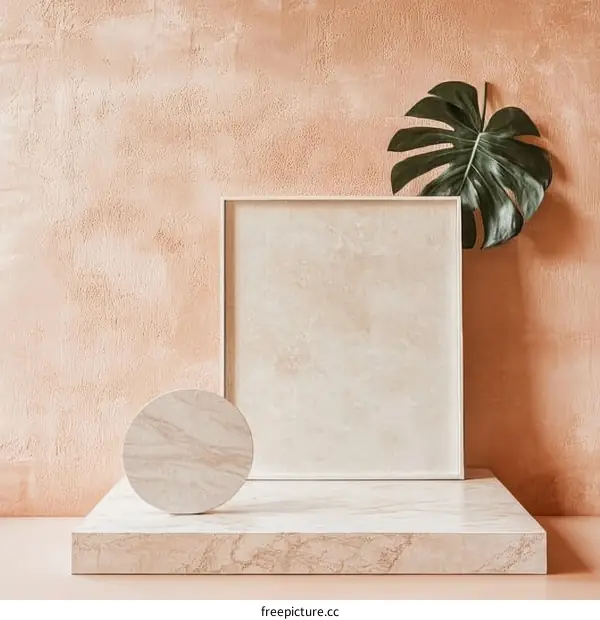 Beige Minimalist Display Background with Frame