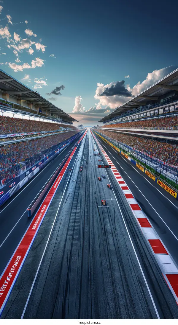 Formula One cars racing on a track