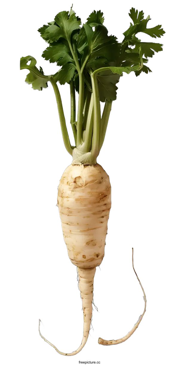 [Transparent Background PNG]Fresh Parsnip With Green Top on White Background