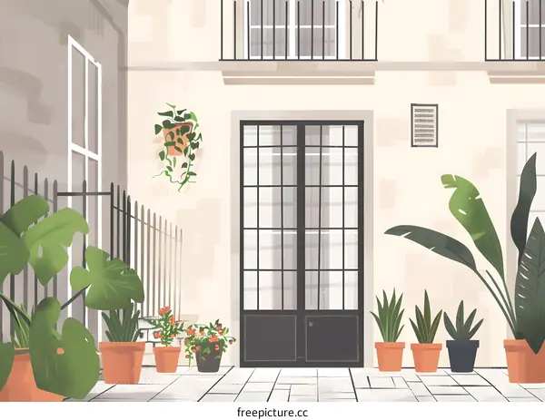 Exterior of a Building with Plants