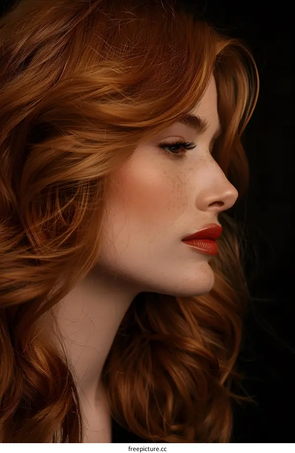 Side Profile of a Woman with Red Hair