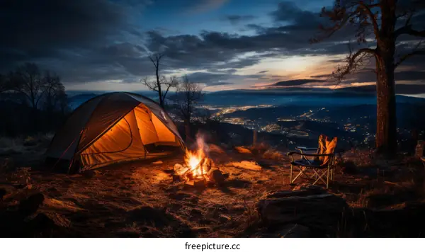 Camping under the stars with a view of the city lights