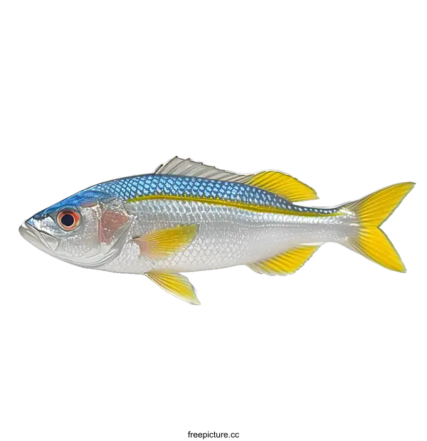 [Transparent Background PNG]Blue and Yellow Fish on White Background