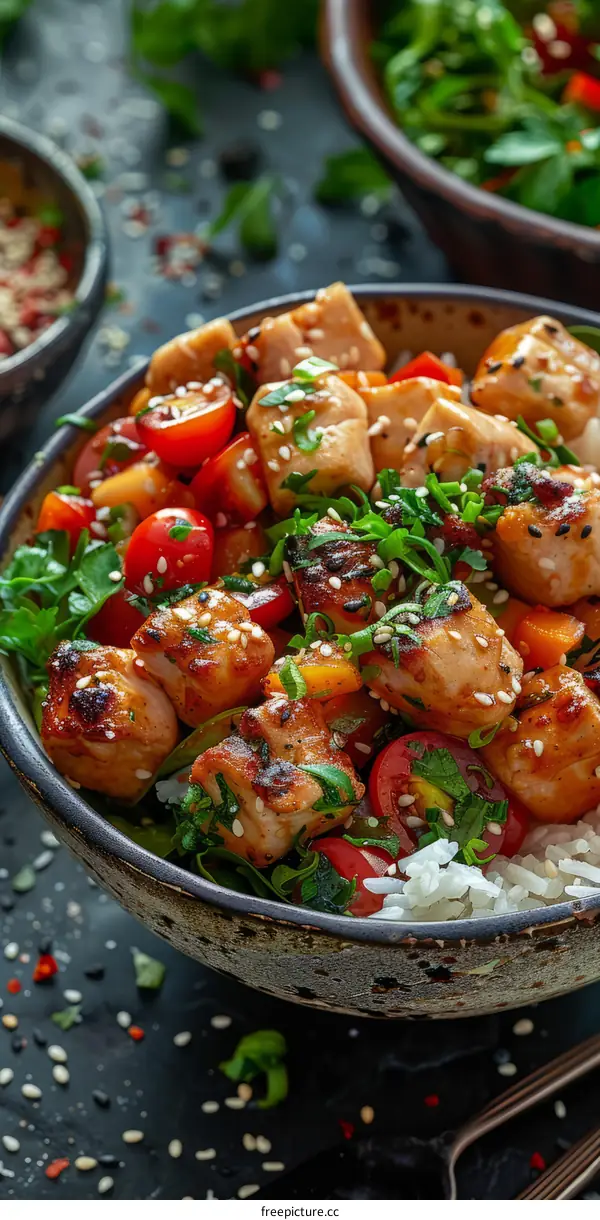 Chicken Teriyaki Donburi: Japanese Rice Bowl with Vegetables