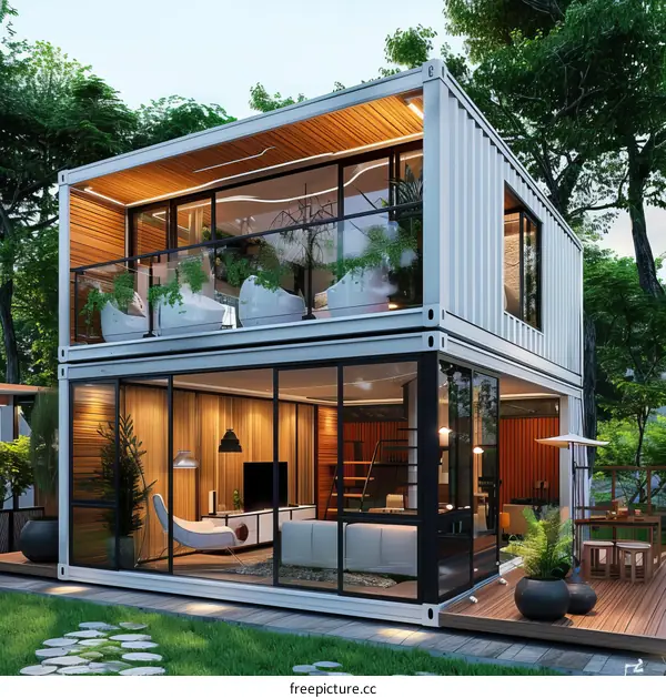 Modern Container Home Design with Balcony