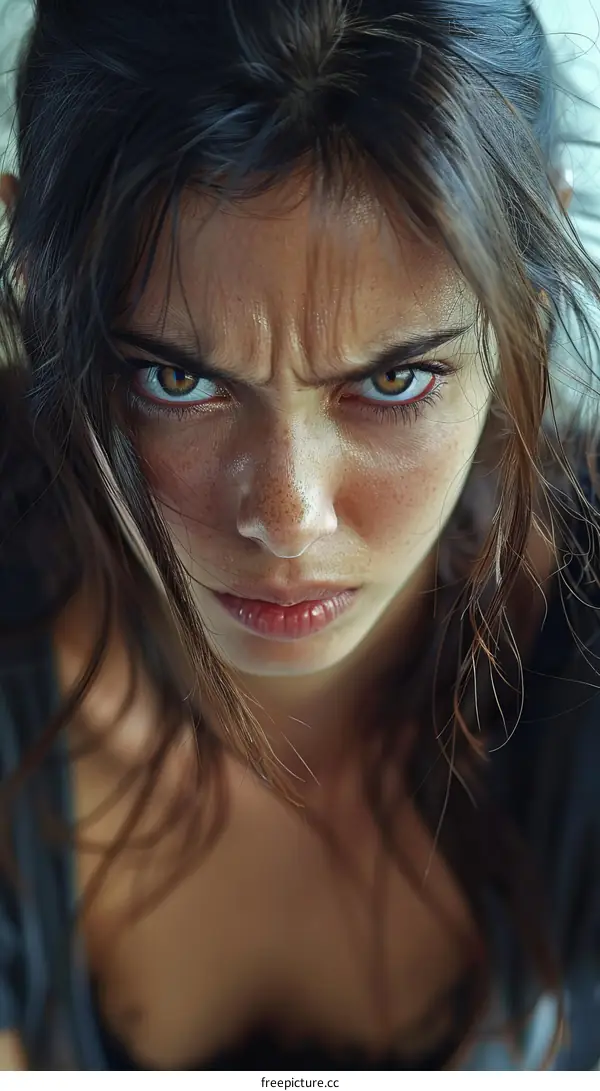 Close-up Portrait of a Woman with Intense Eyes