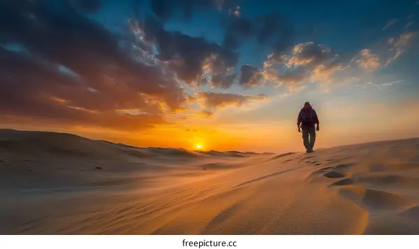 Sunset Desert Adventure Journey of a Person