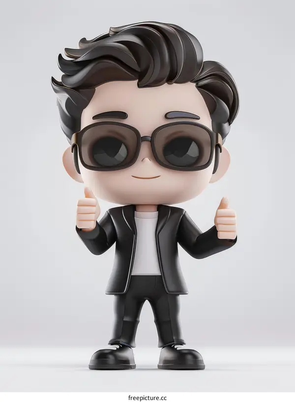 3D Cartoon Asian Businessman Thumbs Up