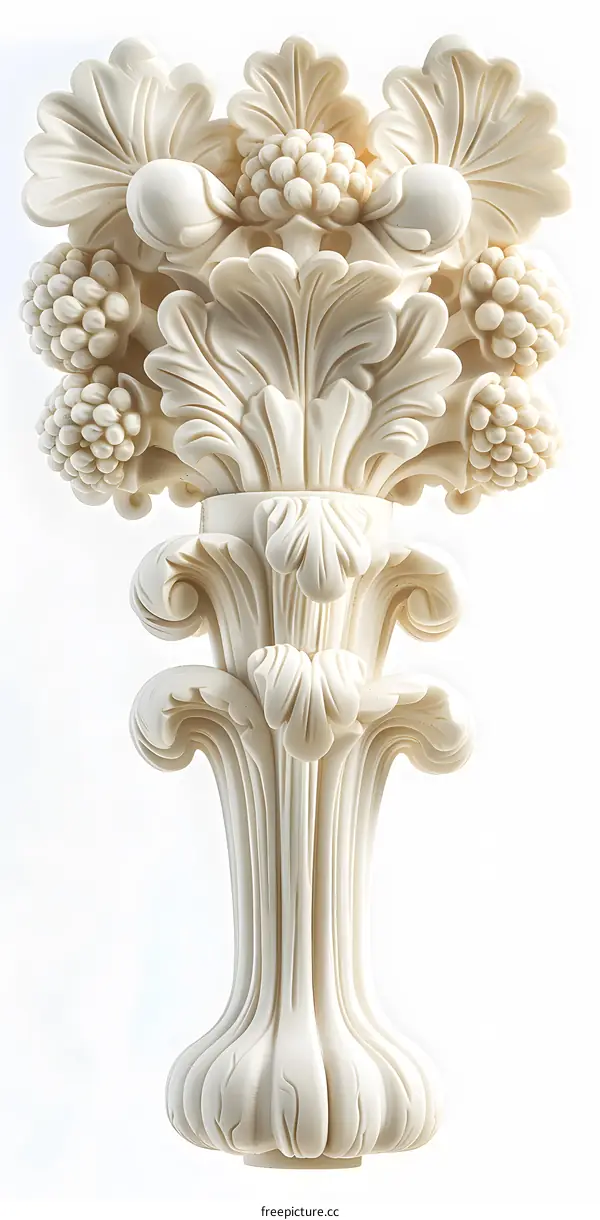 White Floral Design Decorative Element