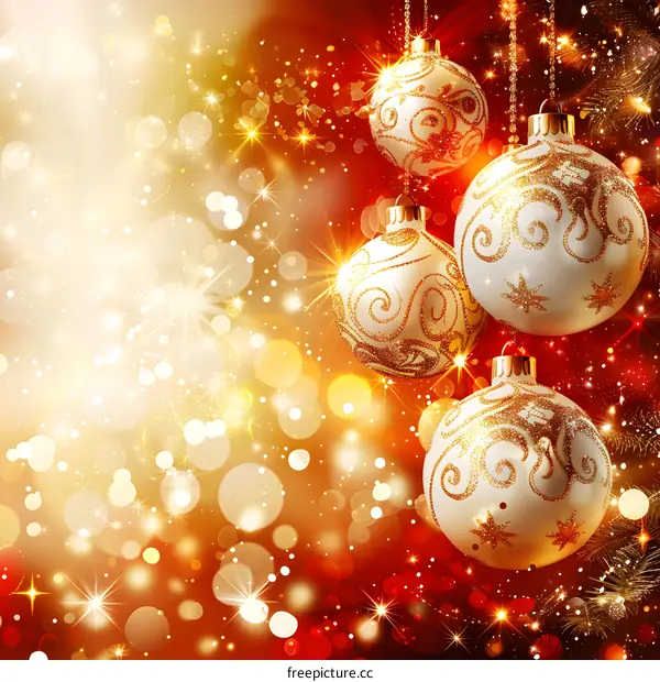 Christmas background with hanging ornaments