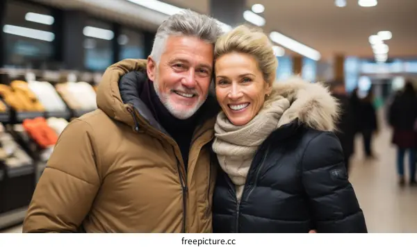 Happy Couple in Winter Clothes