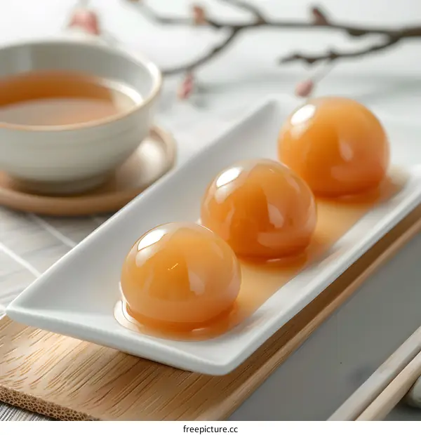 Three crystal balls on a white plate