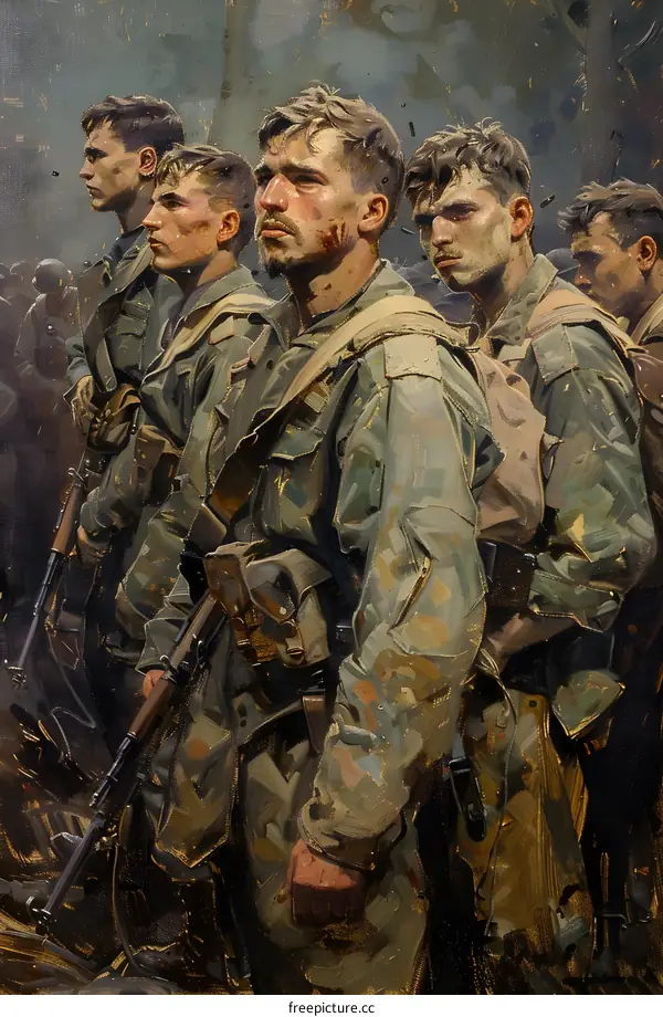 A group of soldiers in uniform during World War II