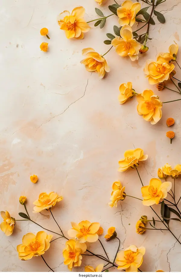 Yellow Flowers Background with Copy Space