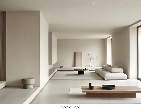 Minimalist Living Room with Beige Walls and Natural Light