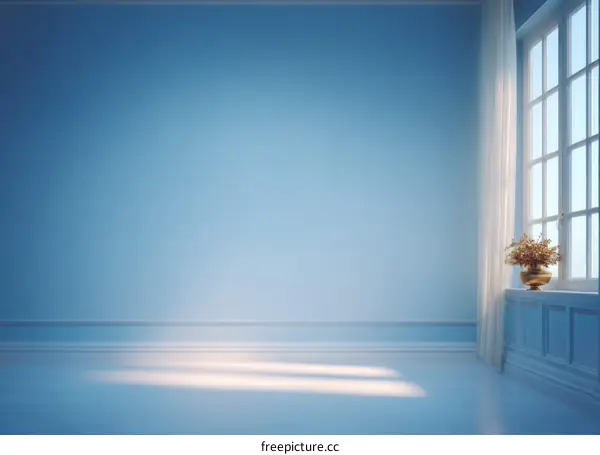 Empty Light Blue Room Interior Illustration