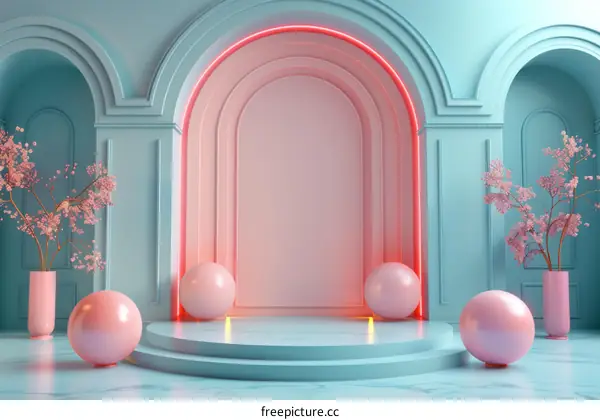 Geometric Pink and Blue Arch