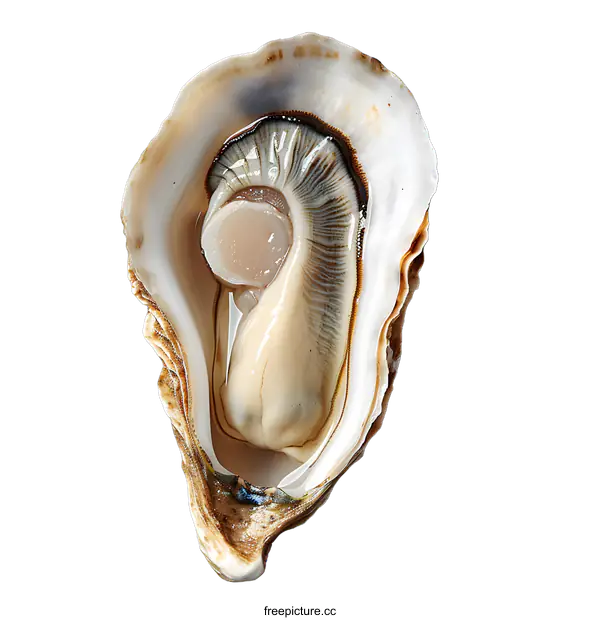 [Transparent Background PNG]Freshly Shucked Oyster on a White Background