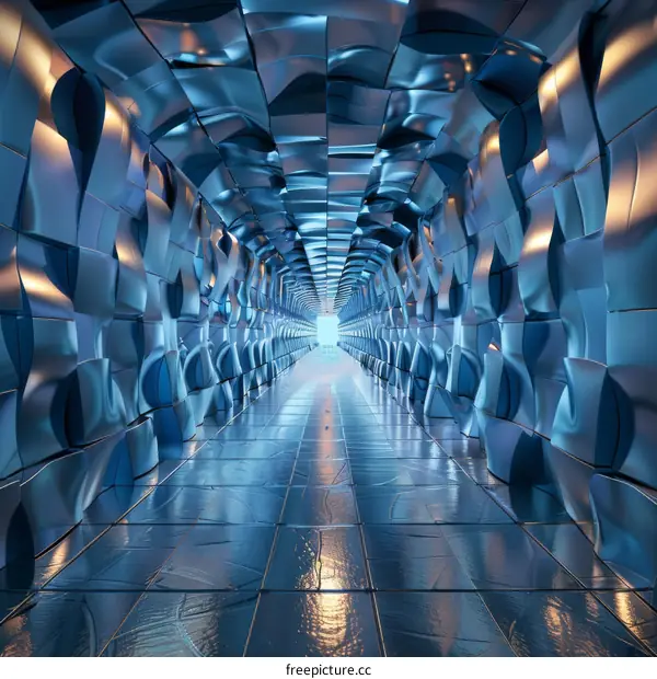 Futuristic Blue Tunnel in Sci-Fi Setting