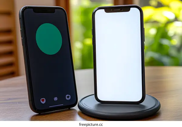 Two Smartphones on a Wireless Charging Pad