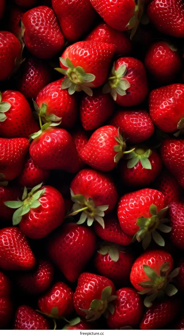 A close up of fresh strawberries