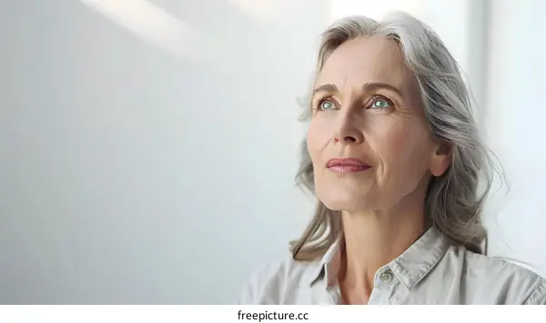 portrait of a beautiful senior woman looking away
