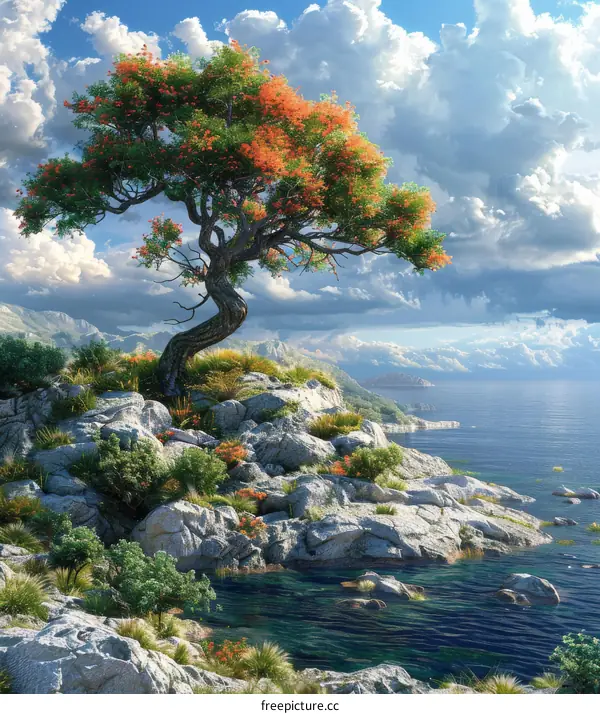 Lonely Tree on a Fantasy Seashore