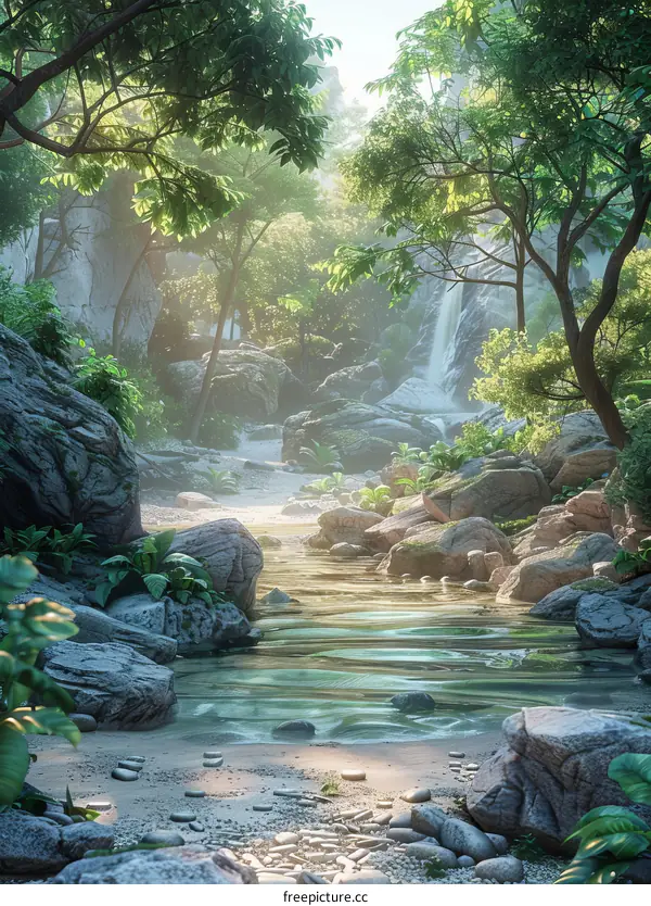 Lush Jungle Waterfall