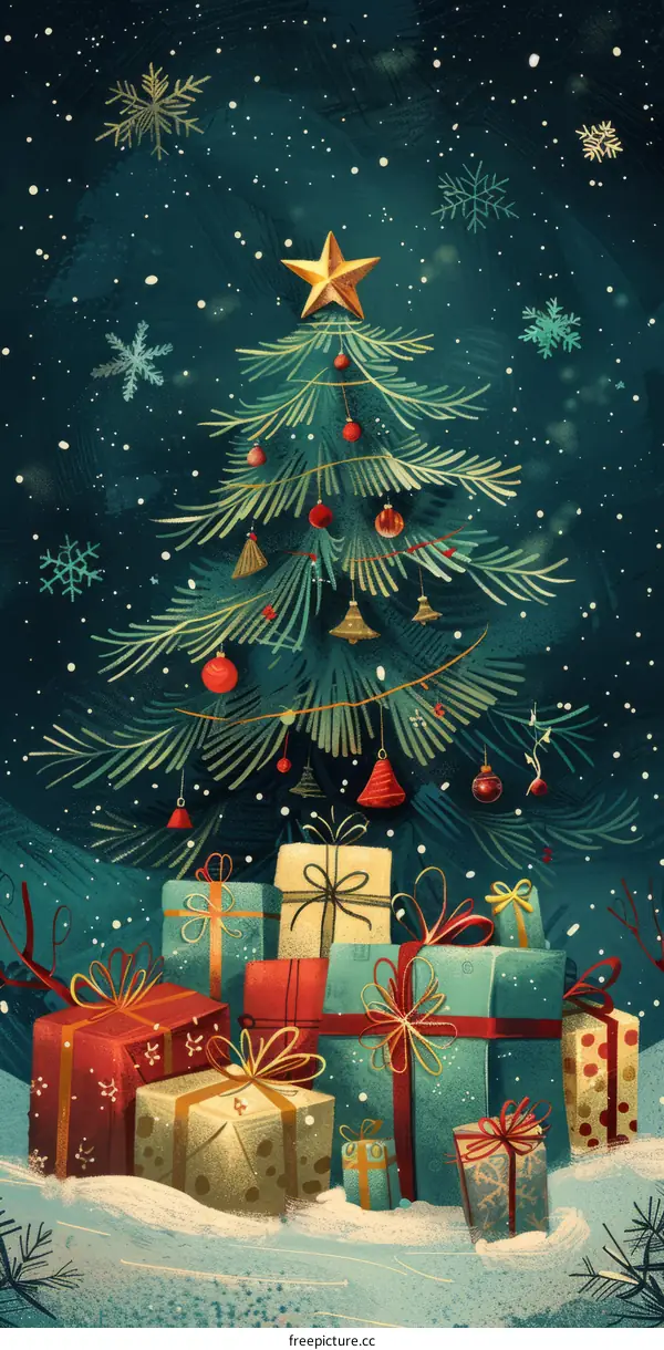 Christmas Tree with Presents Underneath