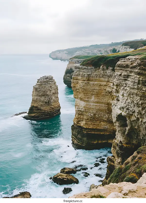 Sea Cliffs and Rocky Formations Along Coastline
