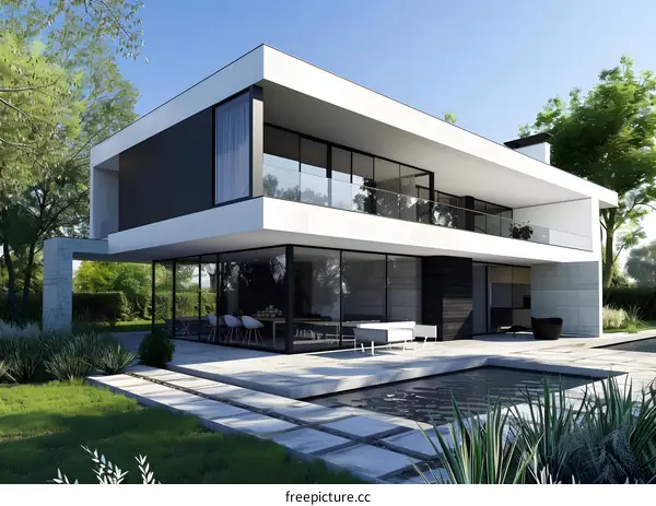 Modern House with Pool and Garden