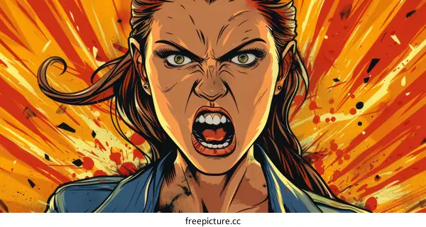 Woman Screaming Illustration of Anger and Rage