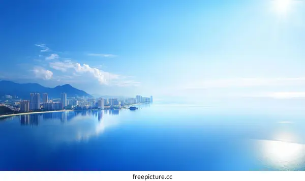 Coastal City Skyline with Reflections