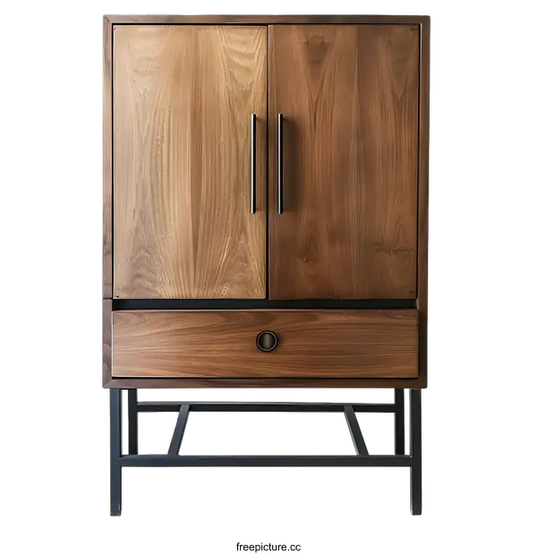 [Transparent Background PNG]Wooden Cabinet with Black Metal Legs