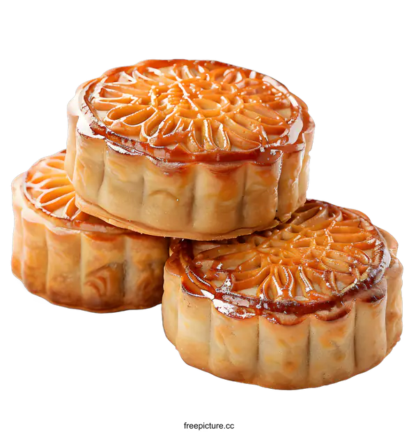 [Transparent Background PNG]Three Mooncakes on White Background