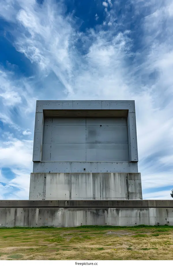Concrete Structure Against Blue Sky With White Clouds