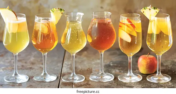 Apple Cider Cocktails with Pineapple and Apple Garnish