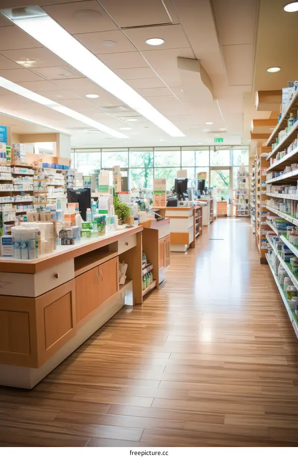 Drugstore interior with no people