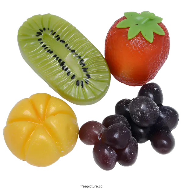 [Transparent Background PNG]Closeup of Colorful Plastic Fruit