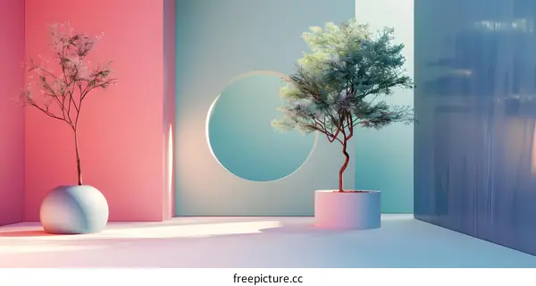 Minimalist Interior Design with Pastel Colors and Plants