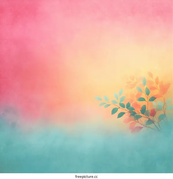 Pastel Watercolor Leaves and Colors