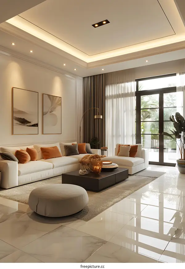 Modern minimalist interior design living room