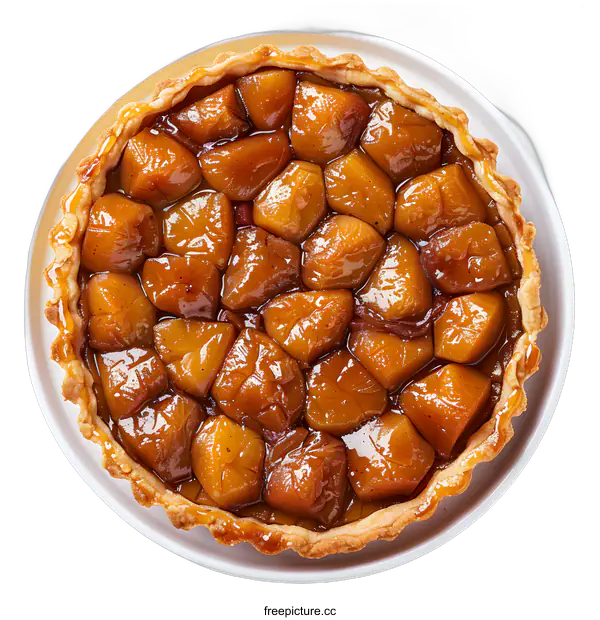 [Transparent Background PNG]Delicious apple tarte tatin on white background
