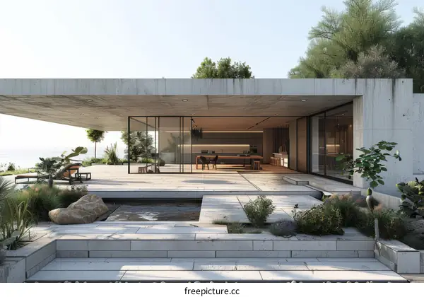 Modern Concrete House with Panoramic Sea Views