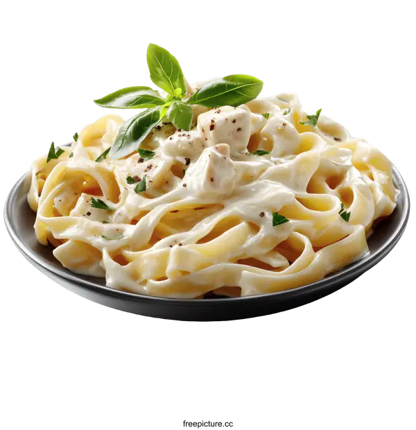 [Transparent Background PNG]Creamy Chicken Pasta Dish Close-up