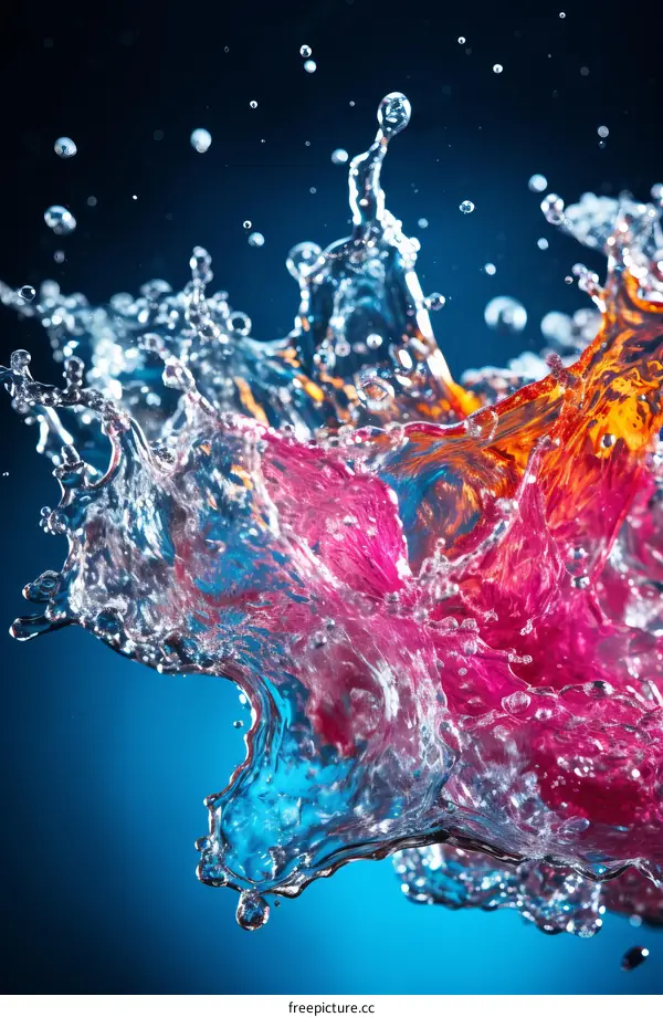 Colorful water balloon bursting in slow motion