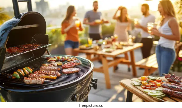 Outdoor Patio Barbecue Gathering of Diverse People
